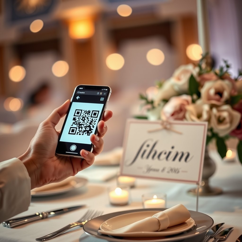 Guest scanning a QR table sign